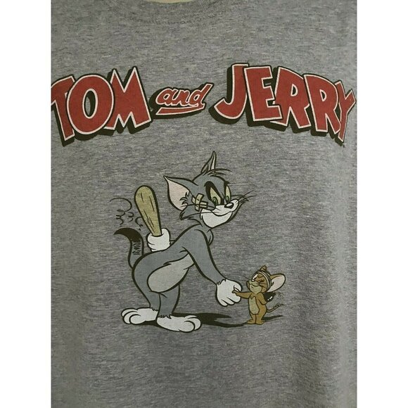 Hanna Barbera Tom Jerry Gray Graphic T-Shirt Large Cotton TV Cartoon Cat Mouse - Picture 5 of 6